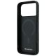 7. Mercedes Leather Crossed Lines MagSafe Case for iPhone 17 Pro Max / 18 Pro Max - Black