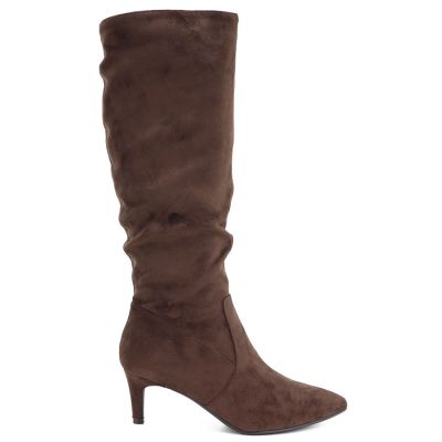 6. Women's insulated ankle boots with a low heel, suede, brown, Sergio Leone BT-65