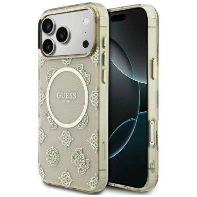 Guess IML Peony Dot MagSafe Case for iPhone 17 Pro Max - Beige