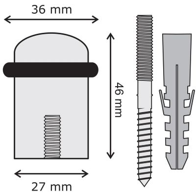 5. 27/46 mm Stainless Steel Door Stop KOWALSKI