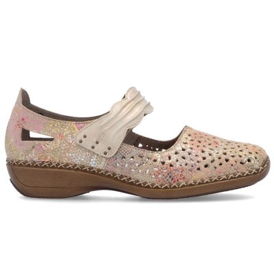2. Women's leather velcro openwork shoes, multicolor Rieker 41399-92