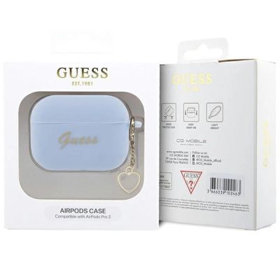 4. Guess GUAP2LSCHSB AirPods Pro 2 cover blue/blue Silicone Charm Heart Collection