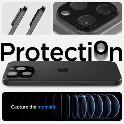 12. Spigen Optik.tR Camera Protector for iPhone 14 Pro / Pro Max / 15 Pro / Pro Max / 16 Pro / Pro Max - Black 2 pcs.