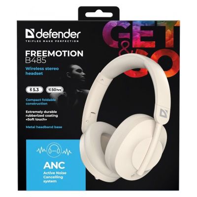 9. Defender Bluetooth Freemotion Headphones B485 ANC Beige 63486