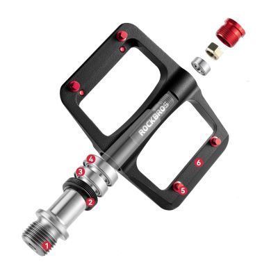 3. Rockbros BP2603 Platform Bicycle Pedals with Titanium Axle and Magnesium Alloy Bearings - Black