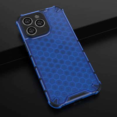 18. Honeycomb case for iPhone 14 Pro Max armored hybrid cover blue