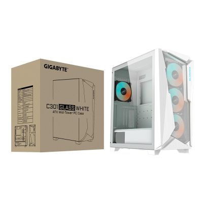 8. Gigabyte case C301 WHITE GLASS, ATX, Mid Tower, white