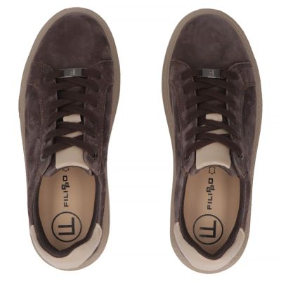 18. Women's leather platform sneakers, brown, Filippo DP6119