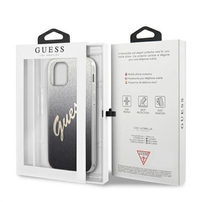 8. Guess GUHCP12MPCUGLSBK iPhone 12/12 Pro 6.1" black/black hardcase Glitter Gradient Script