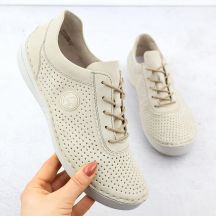 Rieker 52546-60 women's perforated leather shoes in beige