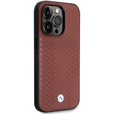 4. Case BMW BMHCP14L22RFGR iPhone 14 Pro 6.1" Burgundy/burgundy Leather Diamond Pattern