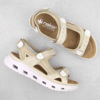 8. Rieker W RKR691 comfortable velcro sandals beige