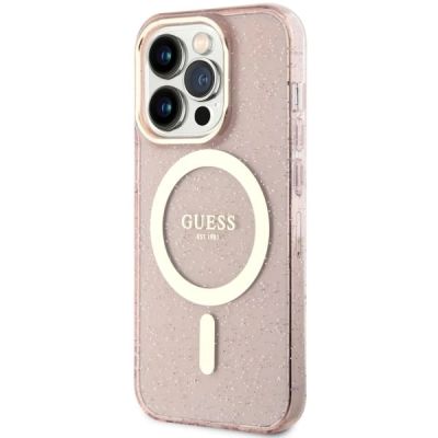2. Guess GUHMP14LHCMCGP iPhone 14 Pro 6.1" pink/pink hardcase Glitter Gold MagSafe
