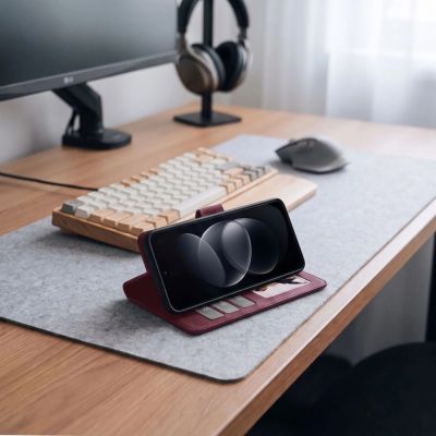 7. Tech-Protect Wallet case for Xiaomi Redmi Note 17 Pro Max 5G - burgundy