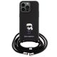 2. Karl Lagerfeld Crossbody Saffiano Monogram Metal Pin Karl & Choupette Case for iPhone 15 Pro Max - Black
