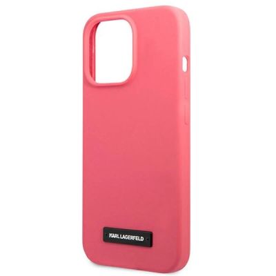 6. Karl Lagerfeld Silicone Plaque Case for iPhone 13 Pro / iPhone 13 - Fuchsia