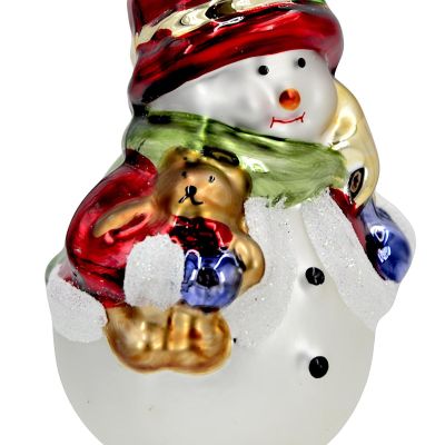 3. MOLDED GLASS SNOWMAN CHRISTMAS BAUBLE 11 CM SASKA GIFT & DECOR