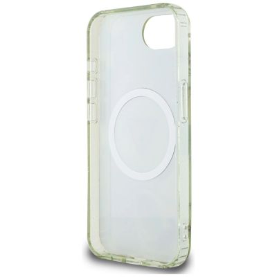 7. Guess IML Metal Glitter Flowers Triangle MagSafe iPhone 16e Case - Green