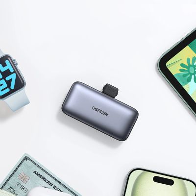 6. Ugreen PB503 5000mAh powerbank with USB-C port and integrated USB-C connector - gray