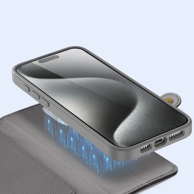 6. Dux Ducis Lawa Leather Case for iPhone 15 Pro Max - Gray