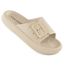 Vinceza W JAN308 beige buckled flip-flops
