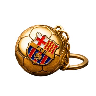 12. FC Barcelona original licensed keychain in the shape of a golden ball with the B7081 coat of arms