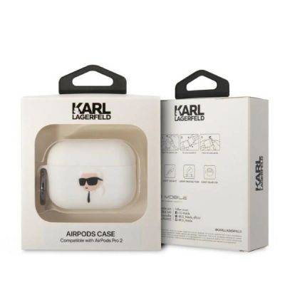 4. Karl Lagerfeld KLAP2RUNIKH AirPods Pro 2 cover white/white Silicone Karl Head 3D