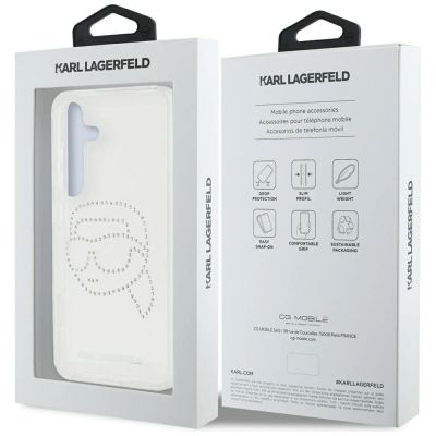 8. Case Karl Lagerfeld Rhinestones Karl Head Logo Samsung Galaxy S25 transparent