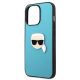 6. Karl Lagerfeld KLHCP13XPKMB iPhone 13 Pro Max 6,7" niebieski/blue hardcase Leather Ikonik Karl`s Head Metal