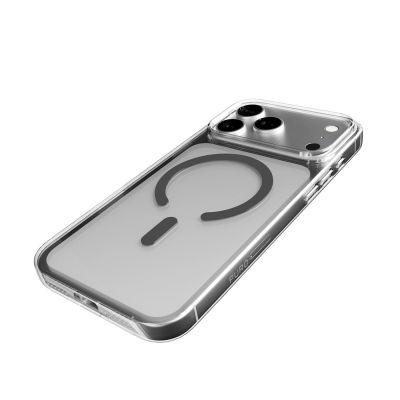 10. Puro Lite Mag TPU+PC Case Compatible with MagSafe for iPhone 17 Pro - Transparent with Gray Ring