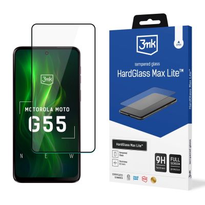 9. Tempered glass 3mk HardGlass Max Lite Black for Motorola Moto G55 5G