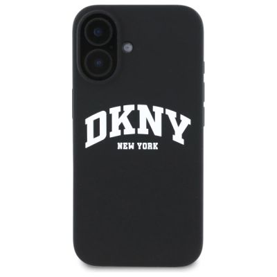 3. DKNY Silicone White Printed Logo MagSafe iPhone 16 Case - Black