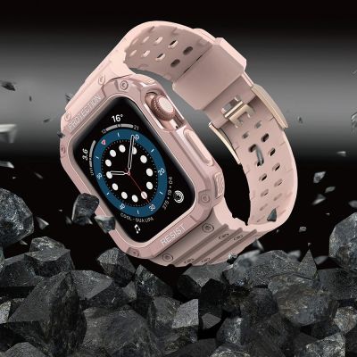 6. Protect Strap Band for Apple Watch 42/44/45mm Armored Case Strap - Pink