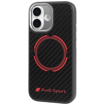 3. Audi RSQ Carbon Fiber Sport Red Circle MagSafe Case for iPhone 17 - Black
