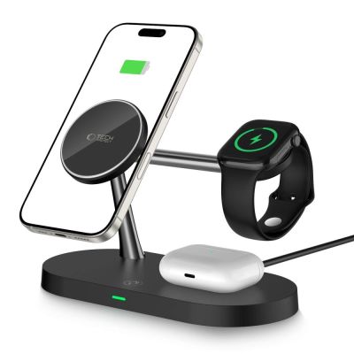 2. Tech-Protect A12 3in1 MagSafe Inductive Charger for Smartphone/Headphones/Smartwatch - Black