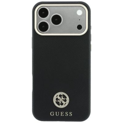 3. Guess Grained Round Strass Logo MagSafe Case for iPhone 18 Pro / 17 Pro - Black