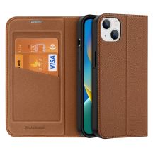 Dux Ducis Skin X2 case for iPhone 14 Plus case with magnetic flap brown