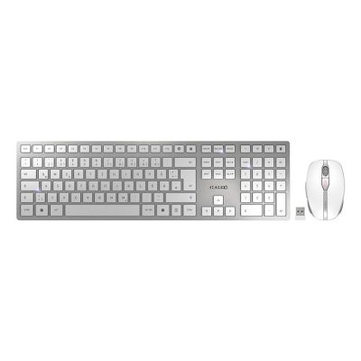 CHERRY DW 9100 SLIM Keyboard Mouse Included Universal RF Wireless + Bluetooth QWERTZ German Silver