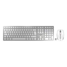 CHERRY DW 9100 SLIM Keyboard Mouse Included Universal RF Wireless + Bluetooth QWERTZ German Silver