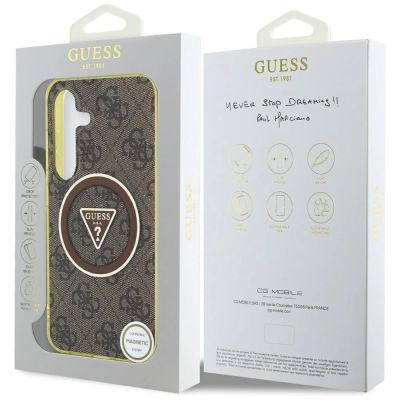 8. Guess 4G Glitter Triangle Buttons MagSafe Case for Samsung Galaxy S25 Brown