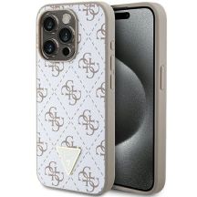 Guess 4G Triangle Metal Logo Case for iPhone 15 Pro - White