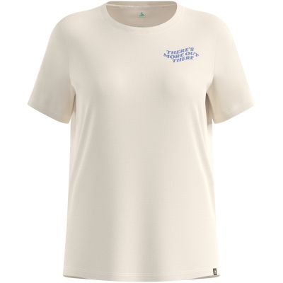 2. Women's short-sleeve ODLO crew-neck T-shirt COTTON BLEND THERE'S MORE OUT THERE, beige