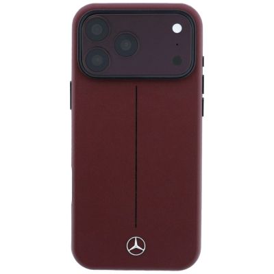 3. Mercedes Leather Semi Wrap Iconic Line MagSafe Case for iPhone 18 Pro / 17 Pro - Burgundy