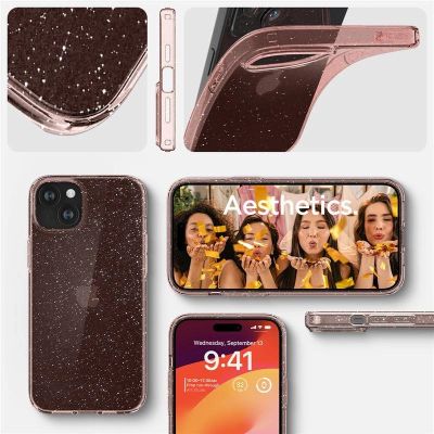 5. Spigen Liquid Crystal Glitter iPhone 15 Plus Case - Pink/Clear