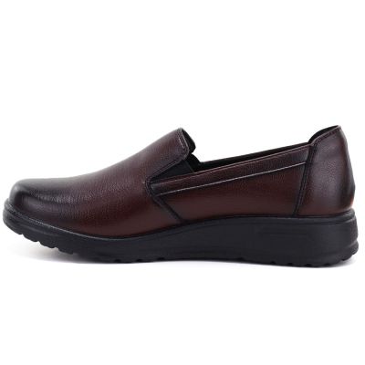 3. Women's leather wedge slip-on shoes, burgundy, Potocki JE19505