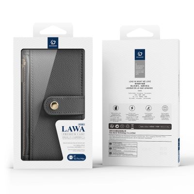 2. Dux Ducis Lawa Leather Case for iPhone 15 Pro Max - Gray