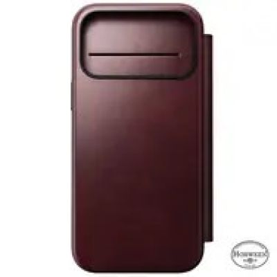 9. NOMAD Modern Leather Folio - MagSafe-compatible leather case for iPhone 17 Pro Max, Horween leather (burgundy)