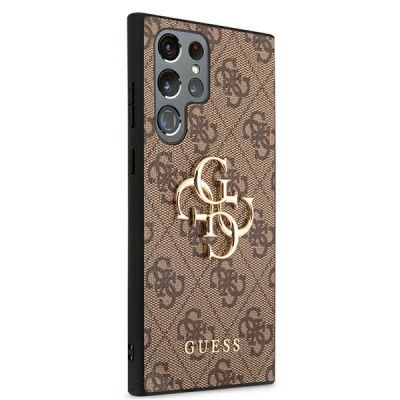 4. Guess 4G Big Metal Logo Case for Samsung Galaxy S22 Ultra - Brown