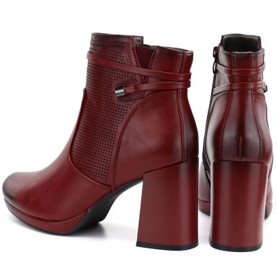 10. Women's insulated high-heeled ankle boots, red, Jezzi FAF125B-2