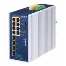 PLANET IP30 Industrial L2/L4 8-Port Managed L2/L4 Gigabit Ethernet (10/100/1000) Aluminum, Blue